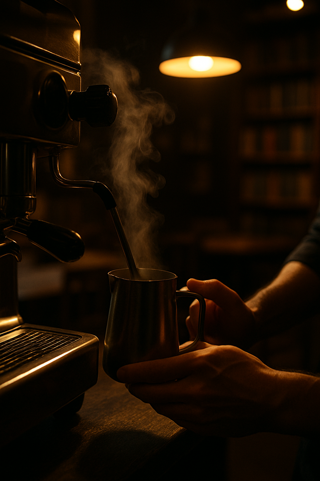 A barista pouring coffee