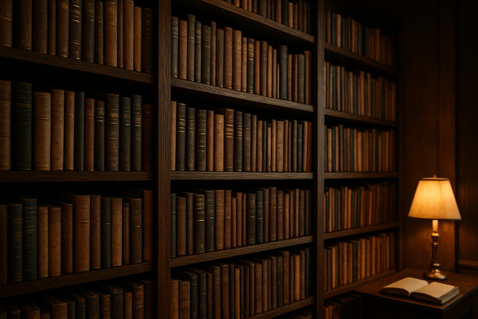 Bookshelves with classic literature