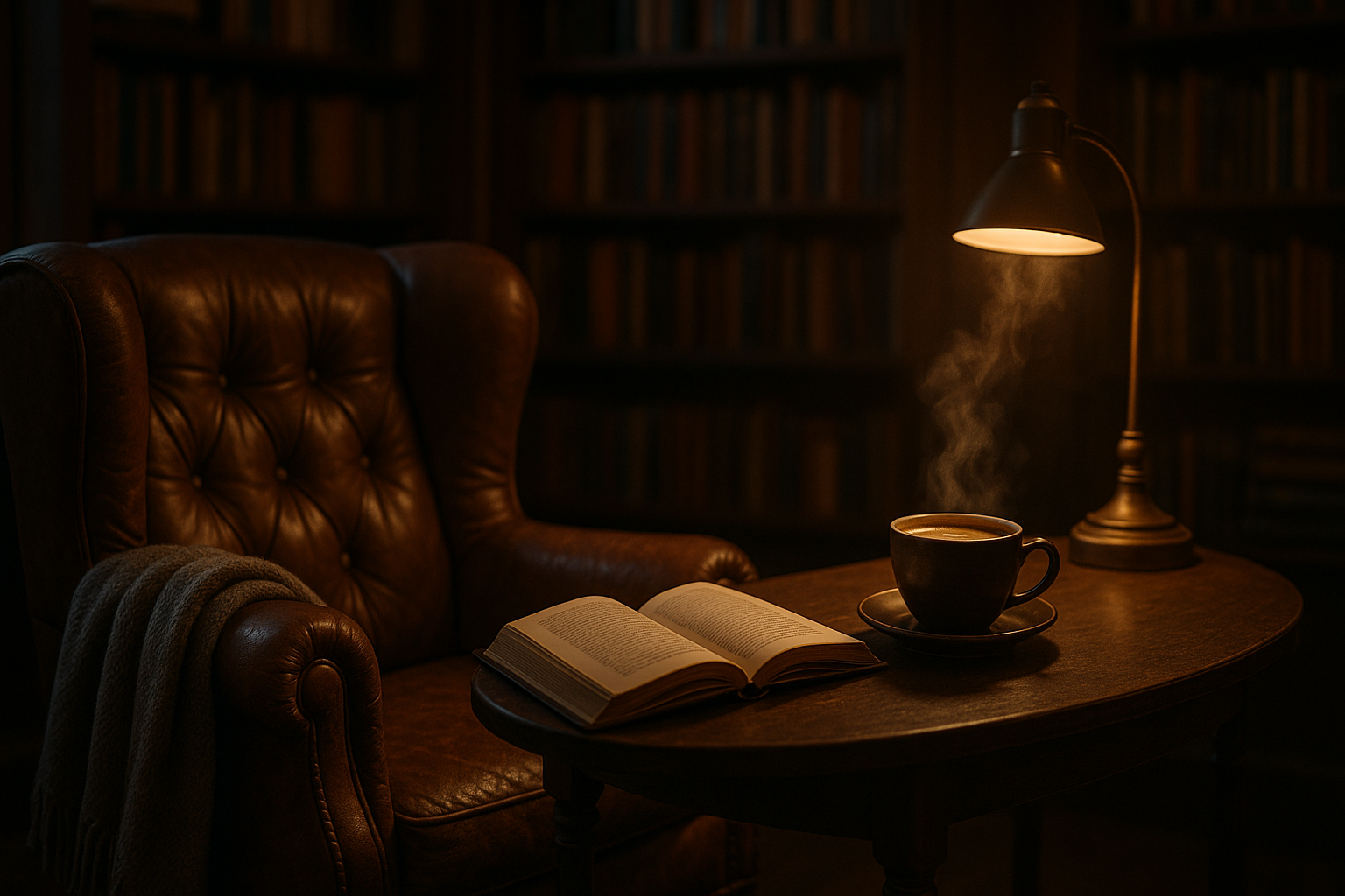 A cozy seating area with books