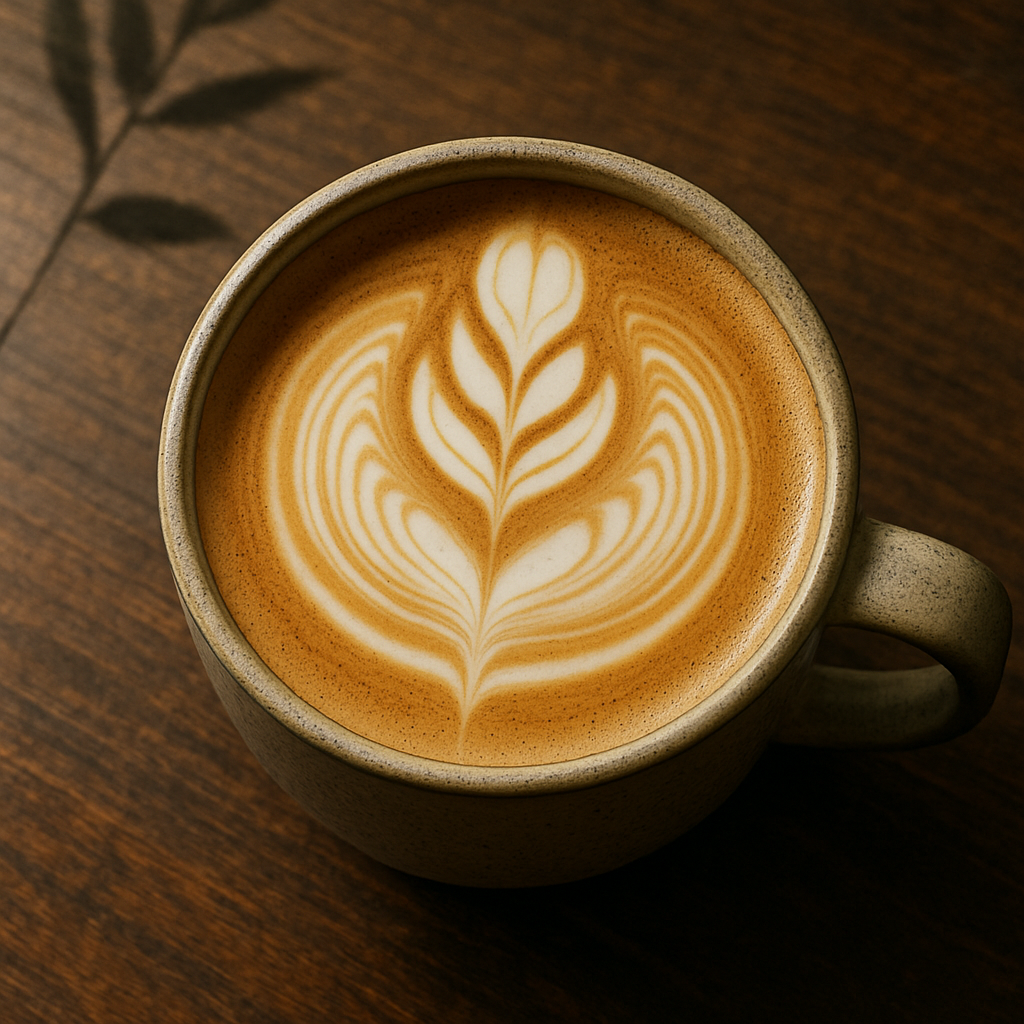 A close-up of latte art
